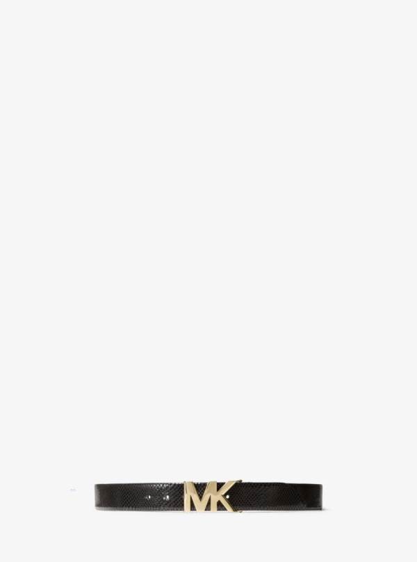 Damske Opasky Michael Kors Python Embossed Leather Waist Čierne - Doplnky Michael Kors Akcia | EHRMQ-4158